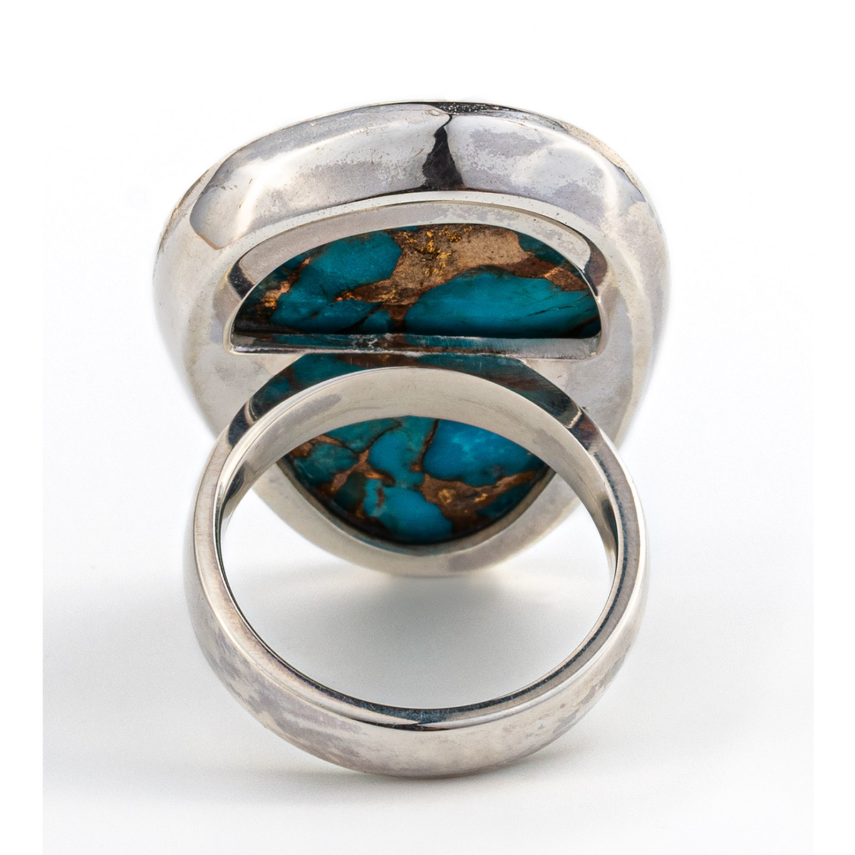 Natural Copper Turquoise Handmade Unique 925 Sterling Silver Ring 7.75 B1357 