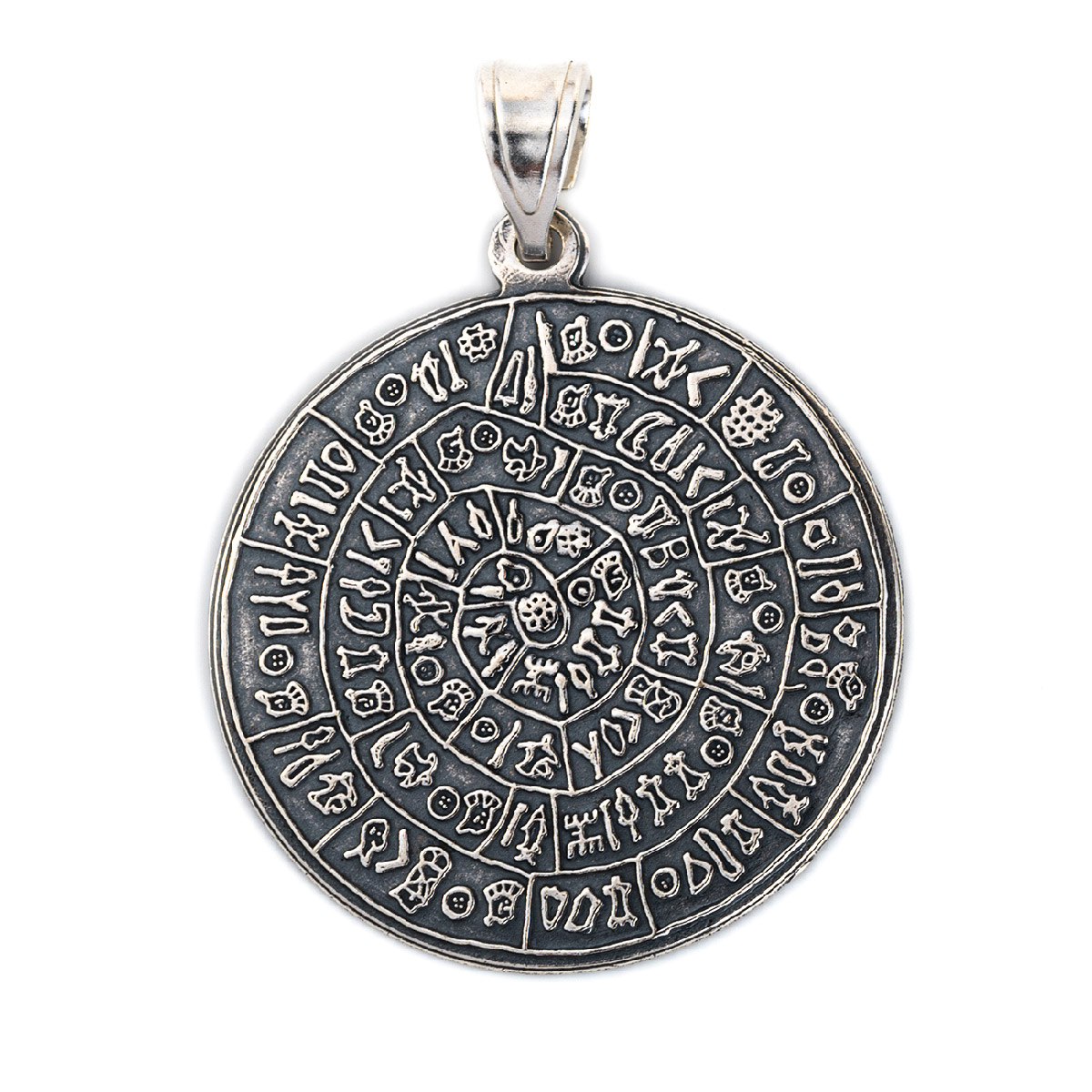 Jewelry Affairs Anhänger Sterling-Silber 925 Griechische Phaistos Scheibe 20 mm