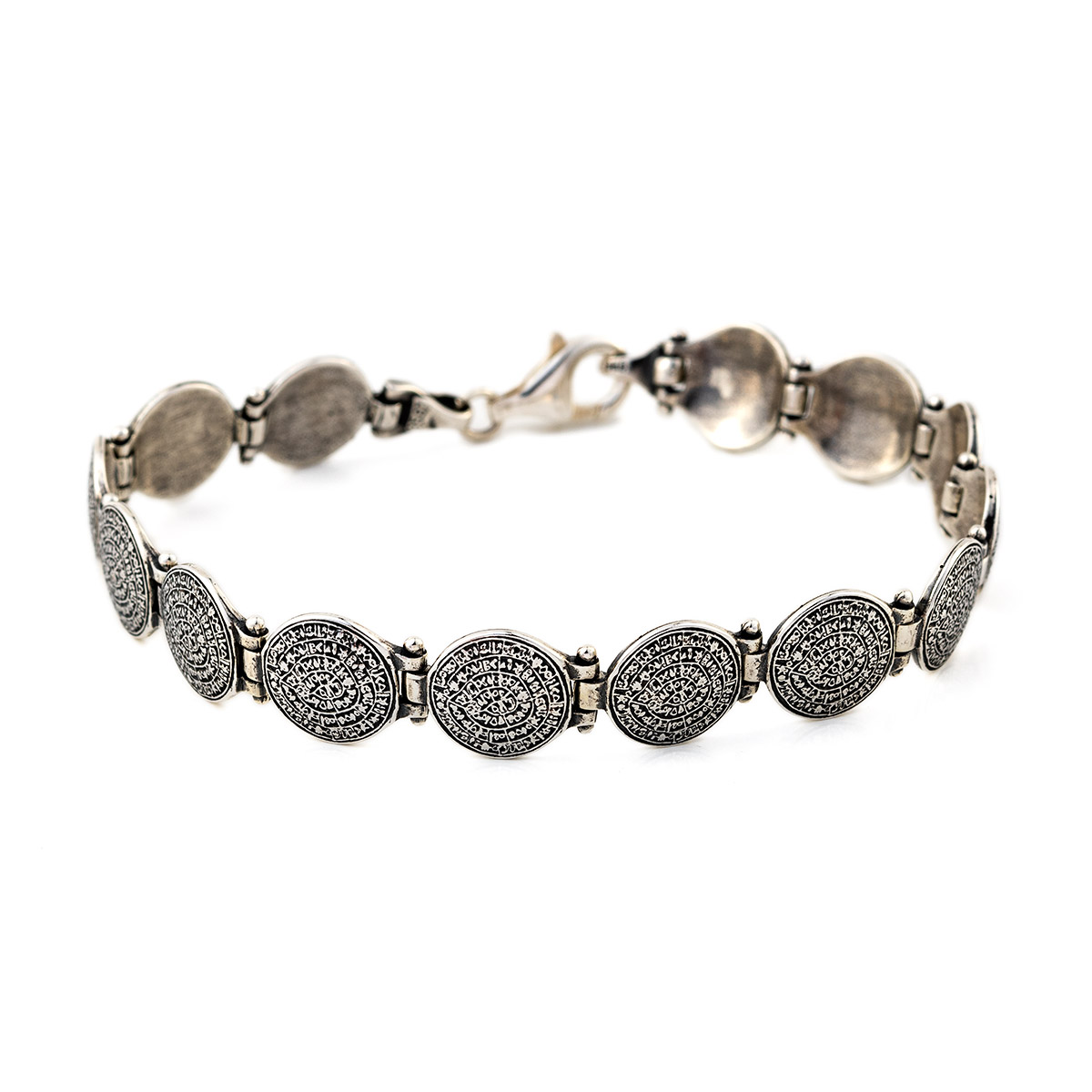 Open Jonc Silver Bracelet 925 Phaistos Disc Silver 925 Bangle Phaistos Disc Bracelet Greek Jewelry Griechischer Schmuck